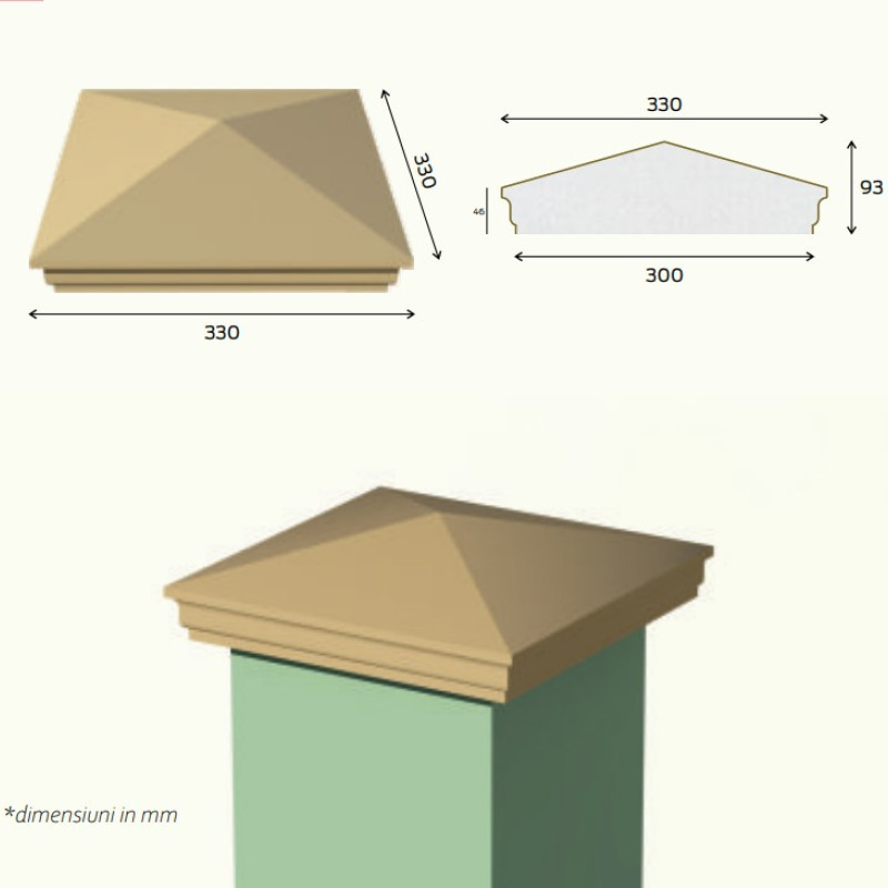 Capac stalp gard ADRO-DECOR ST103 330X330X93 Capac stalp gard ADRO-DECOR ST103 330X330X93